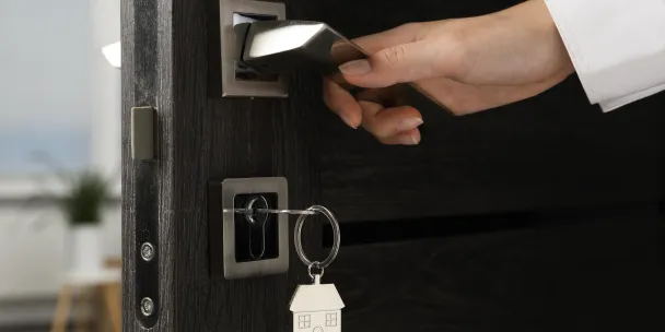Unlocking a door with a key